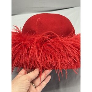 TOUCAN Collection Wool Women's Red Feather Sunday Derby Garden Party